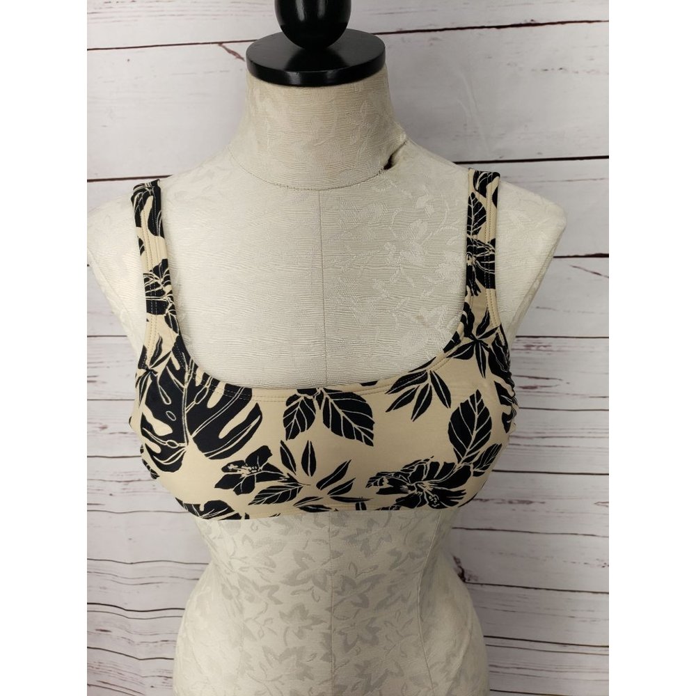 xhilaration hawaiian cream black bikini top medium